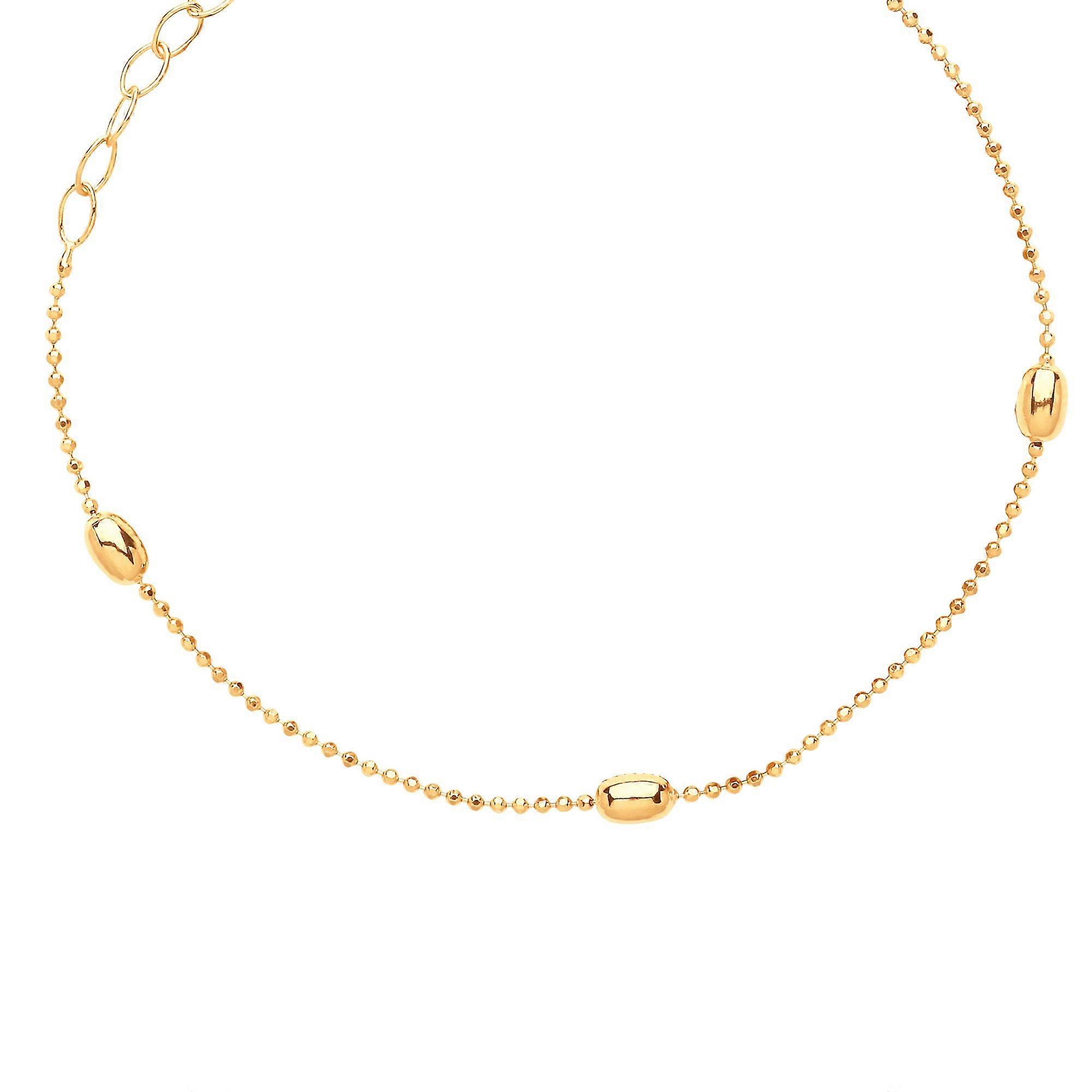Jewelco London 女士黄金镀银 3 毫米椭圆形珠子颈圈项链 1 毫米 13-14 英寸