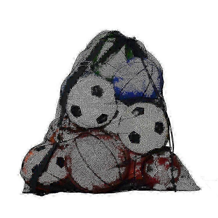 e Mesh Bag With Shoulder Straps. With Drawstring Closure. Large Capacity Sports Football Net Bag Basketball Volleyball Storage (1pcs-bla