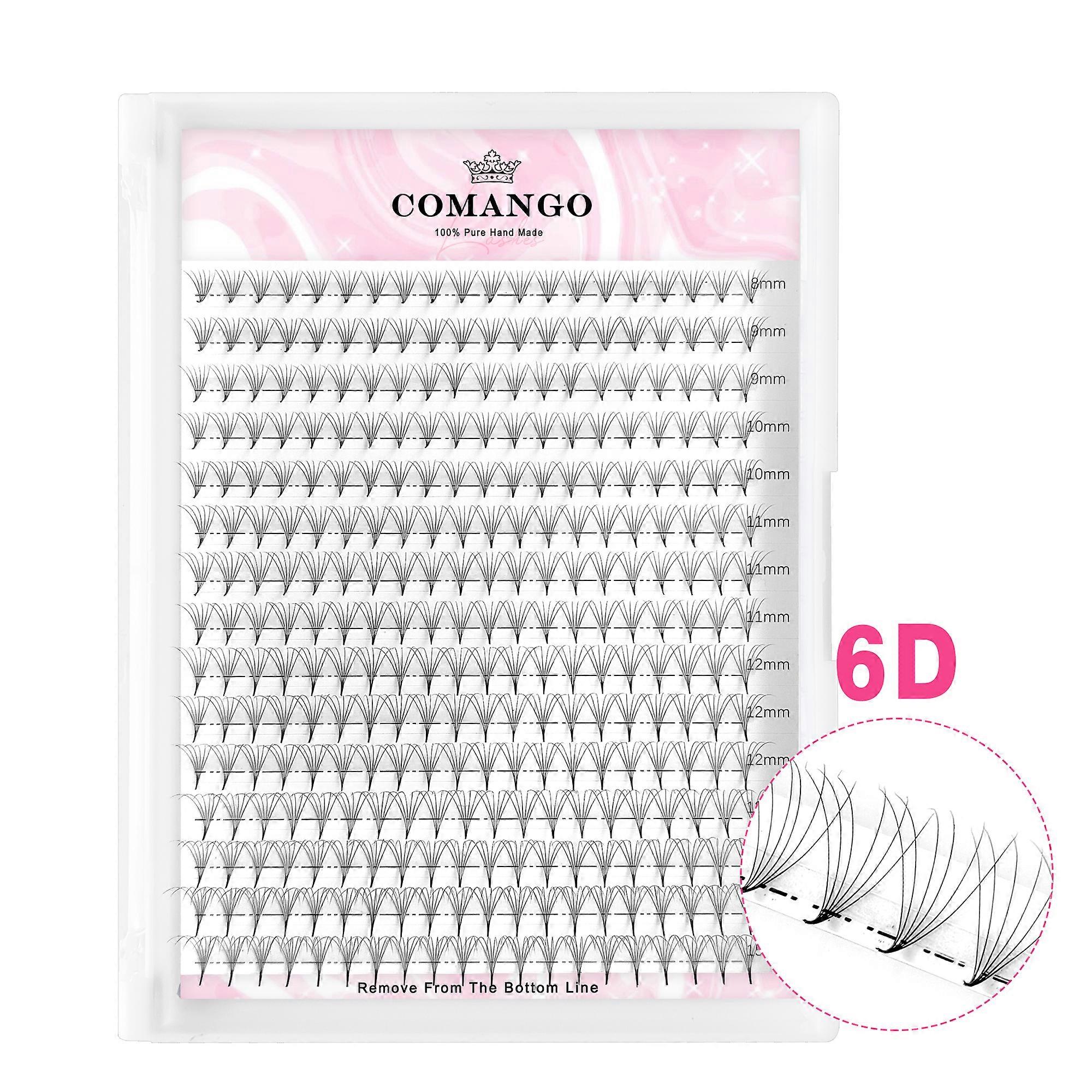 CoMango 300 Pointy Base Wispy Volume False Lashes Premade Fans Sharp Narrow Thin Stem Ready Made Silk Lashes Extension