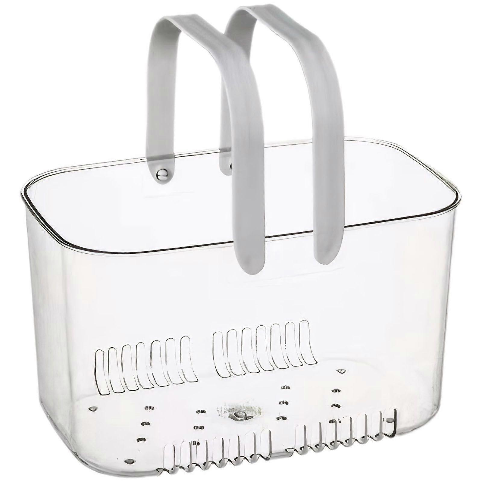 Shower Caddy Basket with Handles and Drainage Holes for Bathroom Storage, Transparent PP 26x15x15 cm