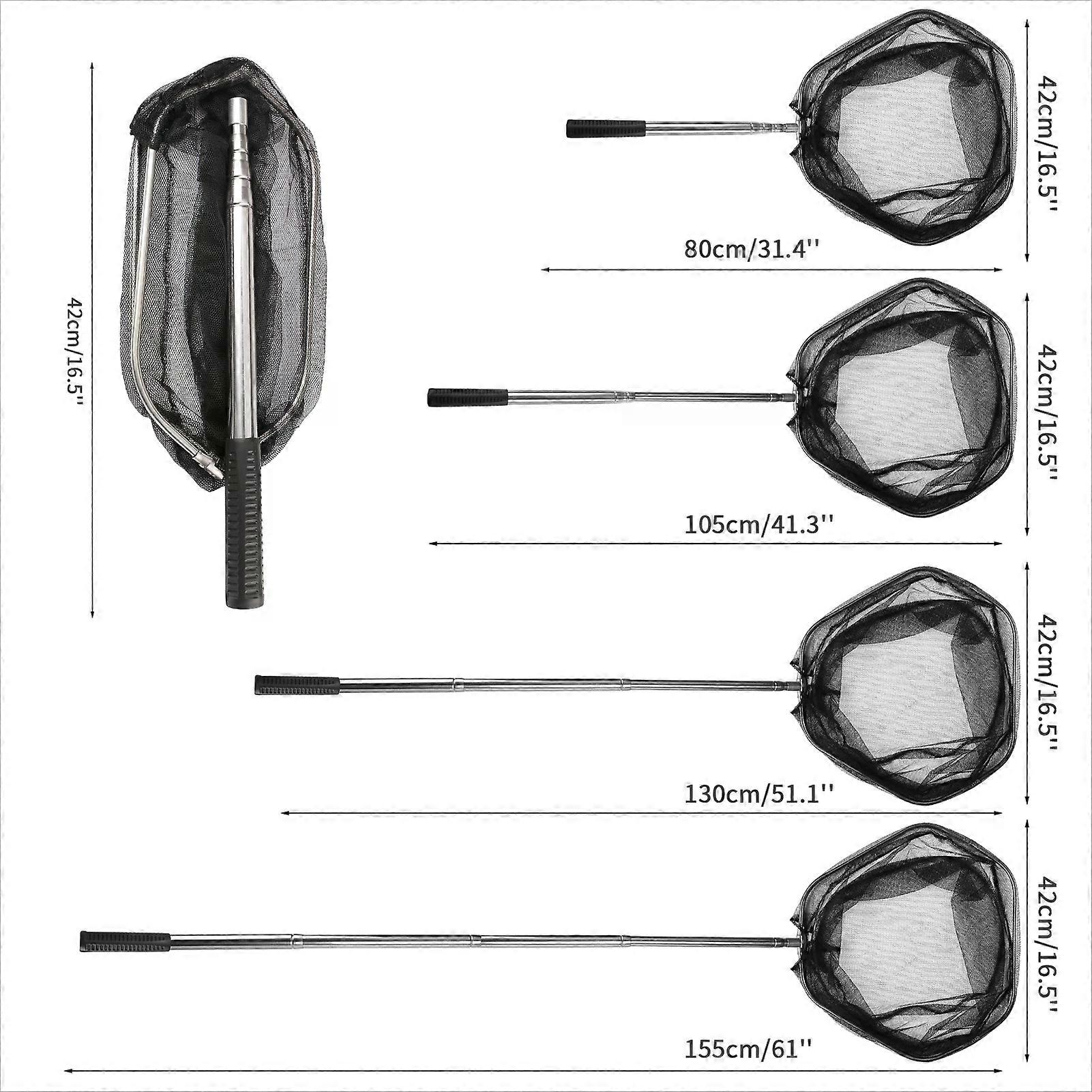 155CM Retractable ?Landing Fish Net Lightweight Folding ?Fishing Landing net with Telescoping Pole Handle Freshwater Fishing net