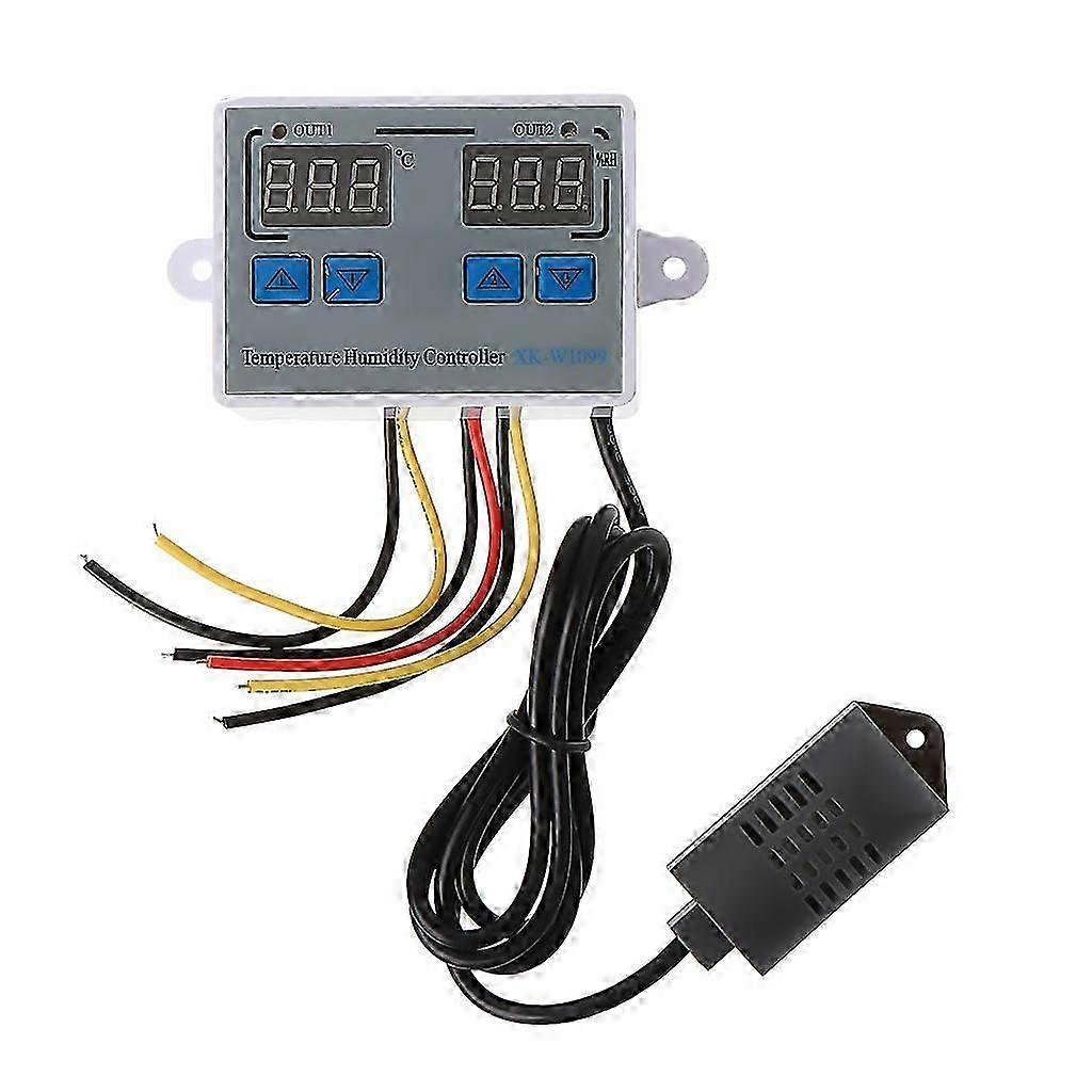 Dual Thermostat Controller with Humidity Temperature Sensor 12V 24V 110-220V