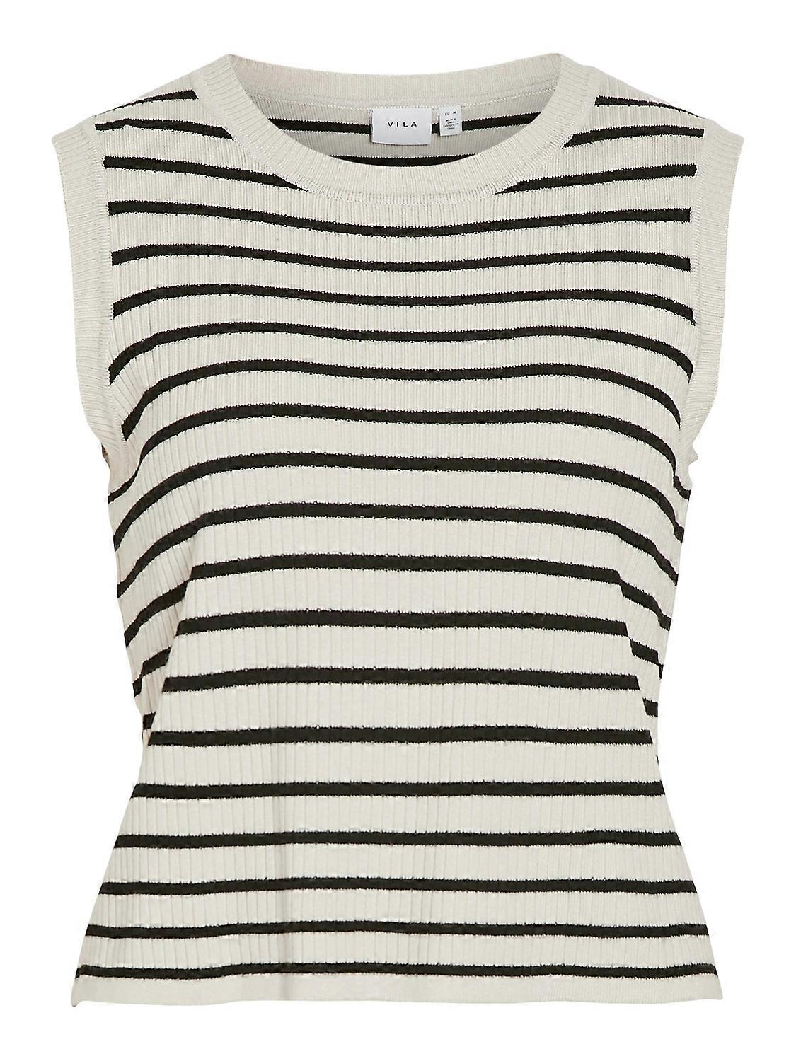 VILA Women's Sleeveless Round Neck Striped Pattern Comfortable Chic Top