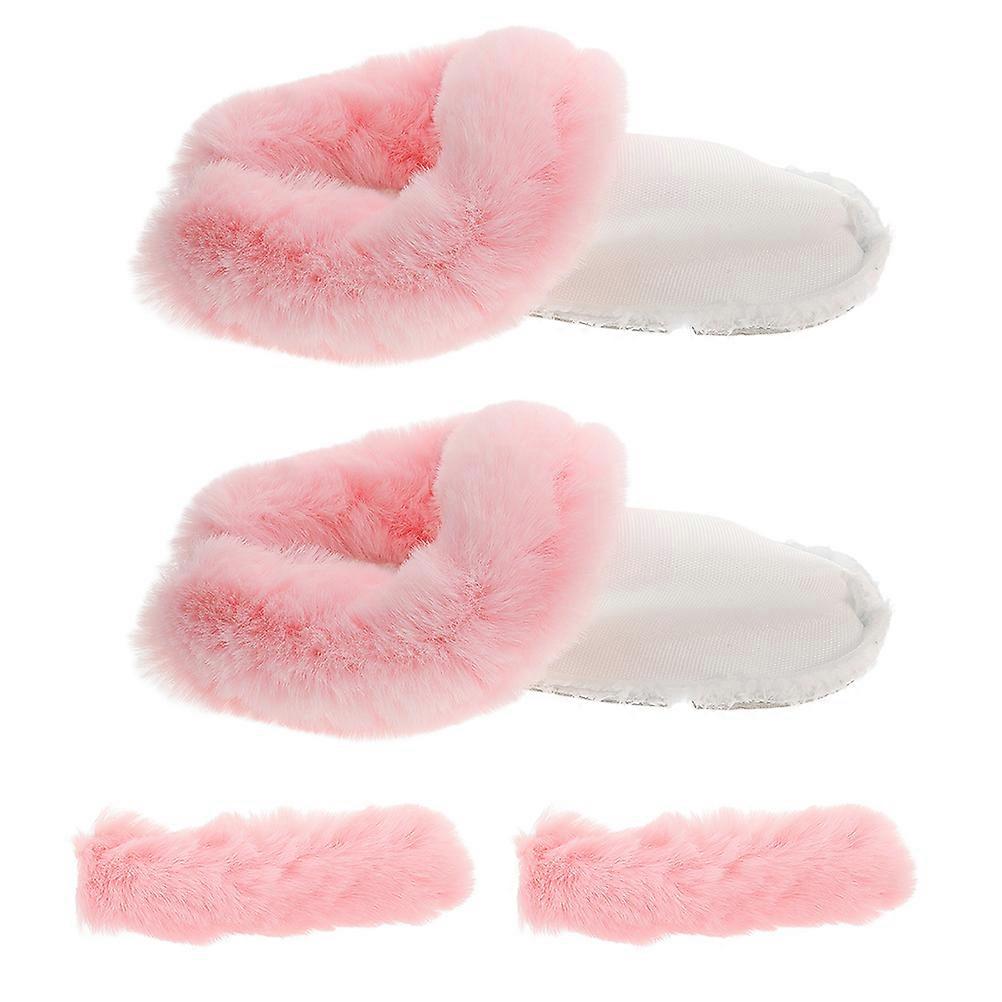Pink Plush Removable Furry Clog Liners for Warmth and Comfort at Home, Washable Thickened Inserts