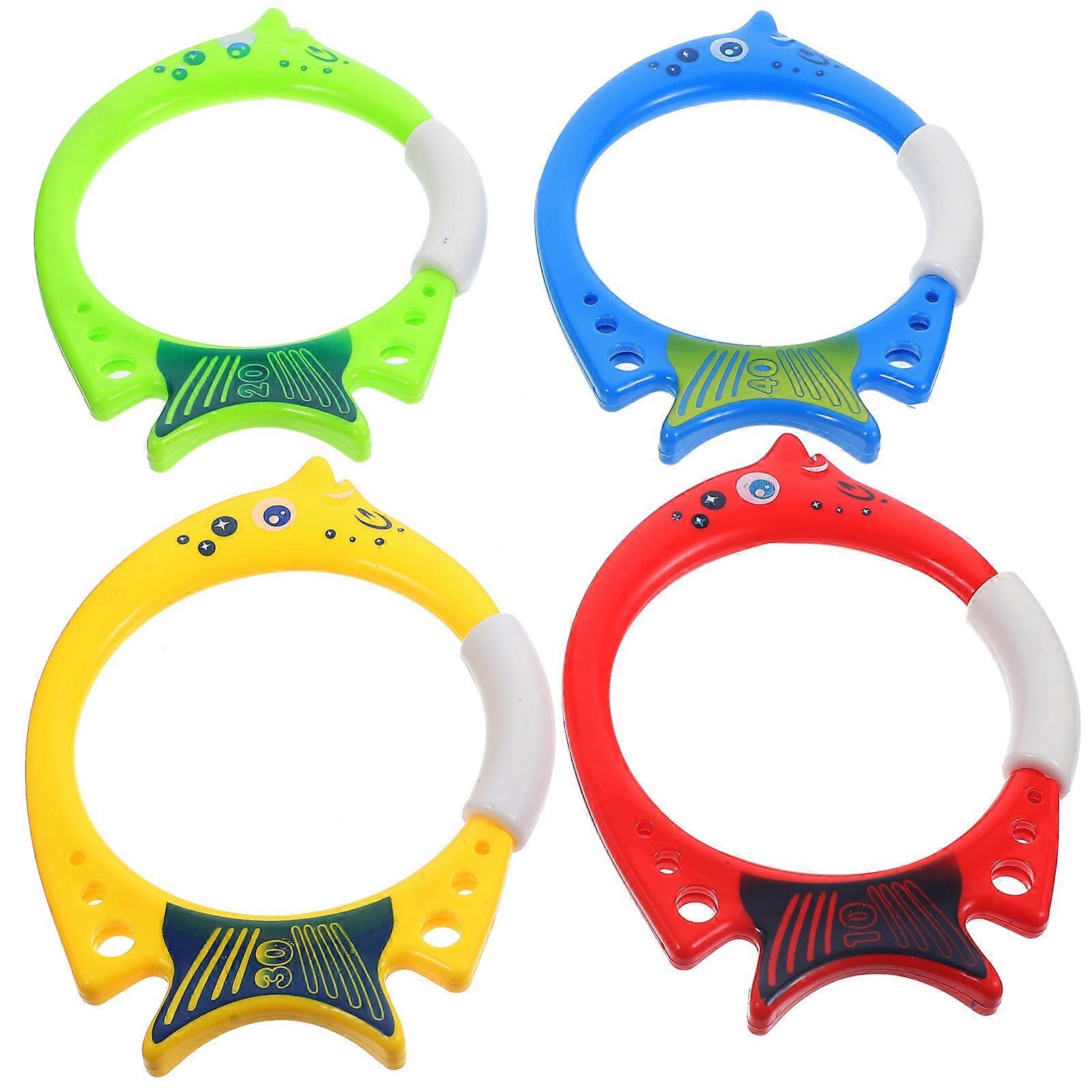 Fun Pool Diving Tool 4Pcs Diving Rings Assorted Color for Pool Training