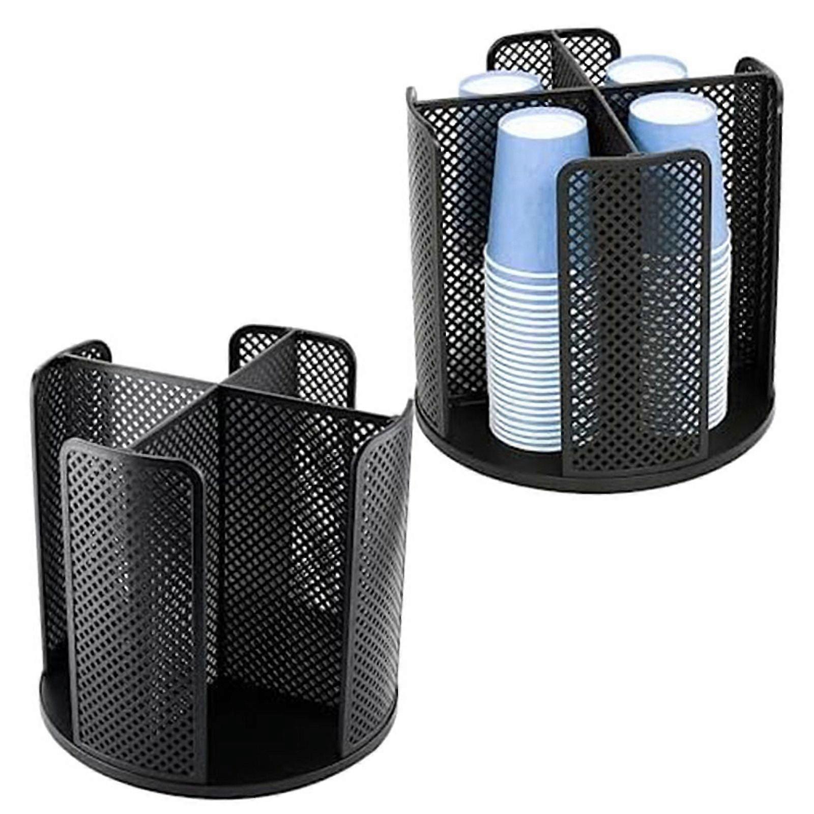 Rotatable Cup and Lid Organizer with 4 Compartments