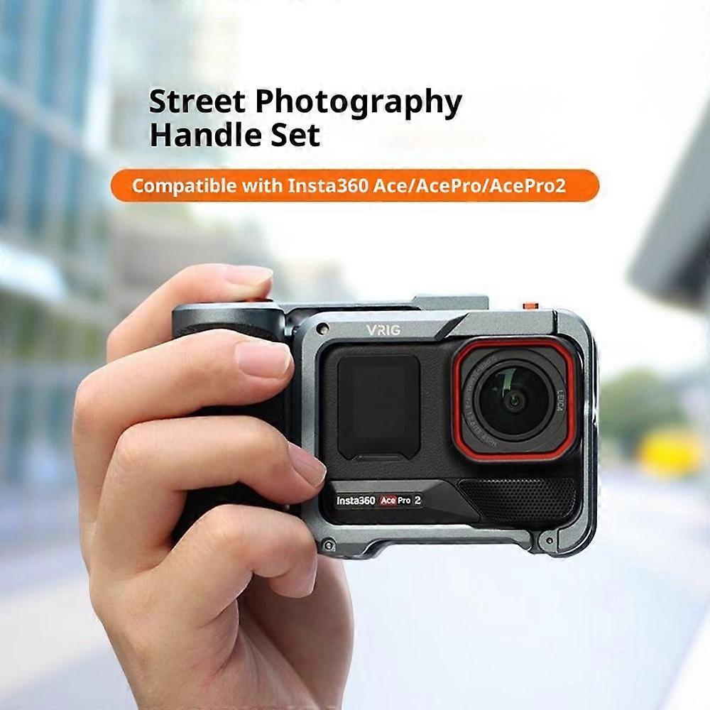 VRIG GA-07 Compatible For Insta360 Ace Pro 2 / Ace Pro / Ace Mechanical Button Metal Cage with Handle Street Shooting Kit