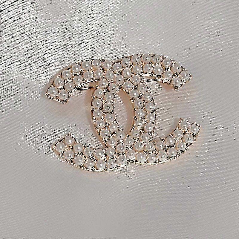 دبوس لؤلؤي مزدوج C بروش للبدلة - مجوهرات نجمة خماسية أنيقة