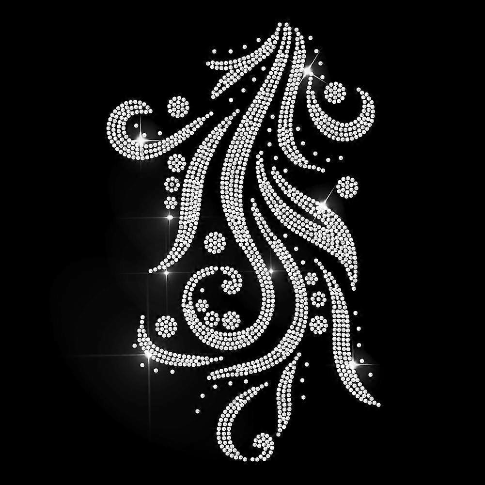 Flowing Pattern Rhinestone Iron on Hotfix Transfer Intricate Pattern Heat Transfer Sticker Curved Design Bling Clothing Decoration Applique for Shirt 