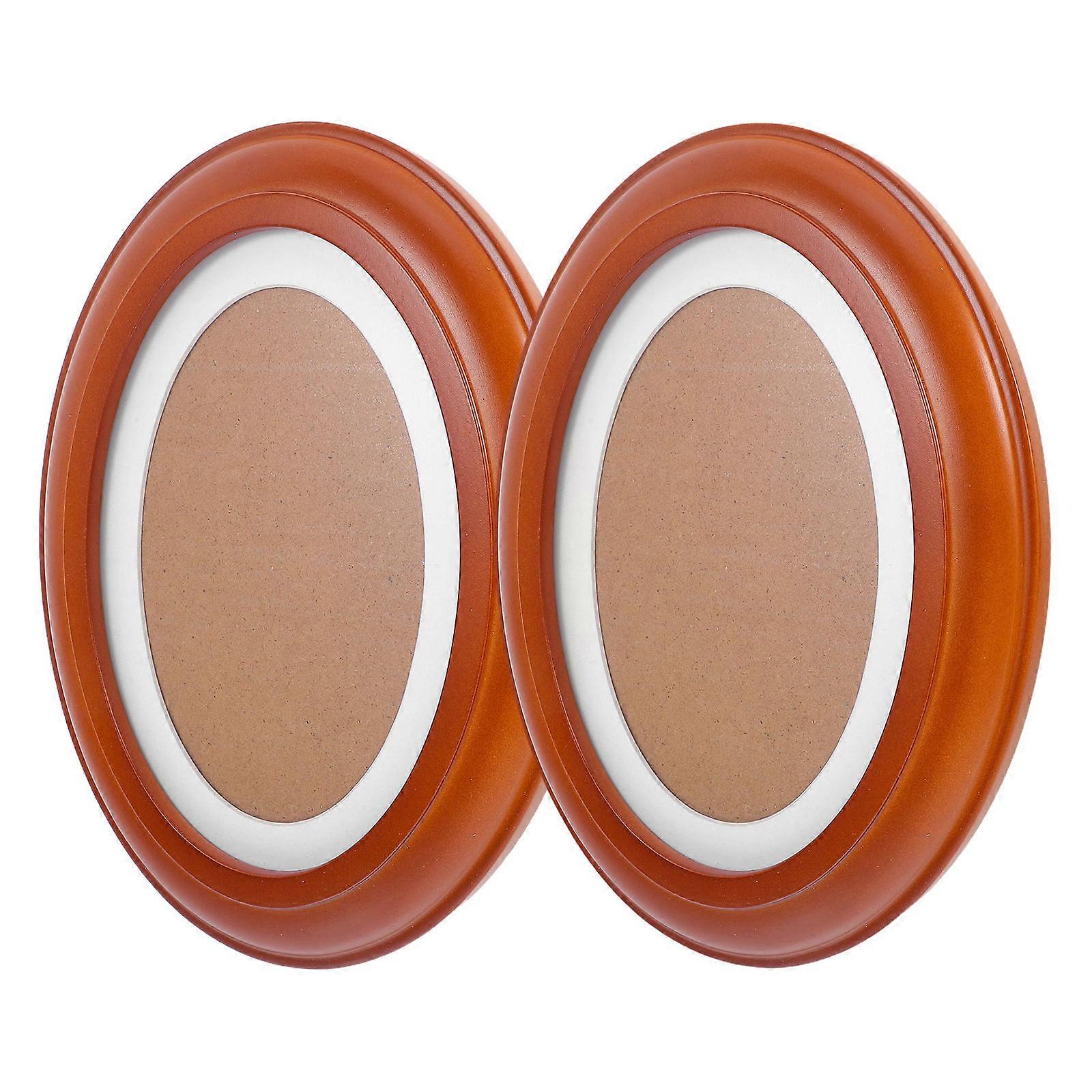 Brown Oval Picture Frames for Wall Hanging Photo Display 2Pcs Set