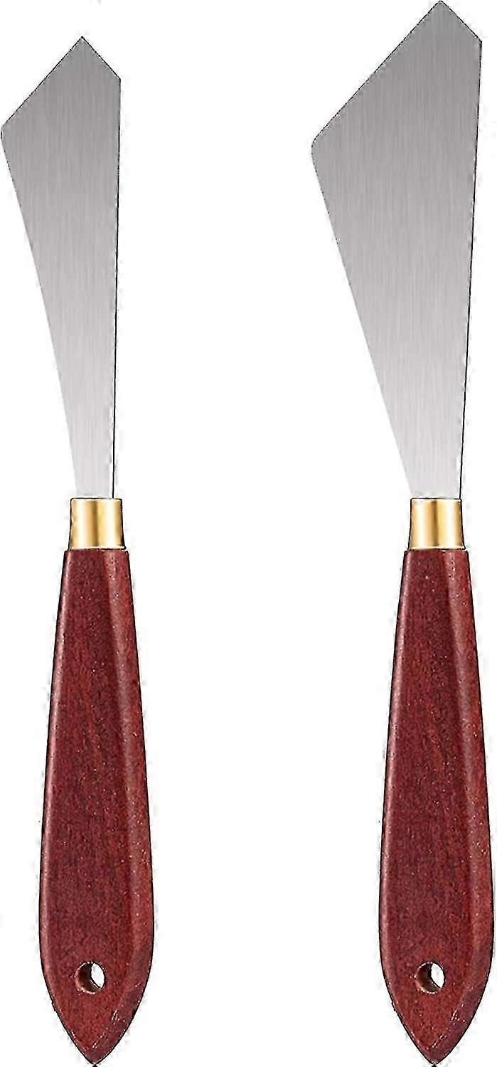 Paint Knife Set with Stainless Steel Blade & Wooden Handle for Mixing & Scraping Art-JJ