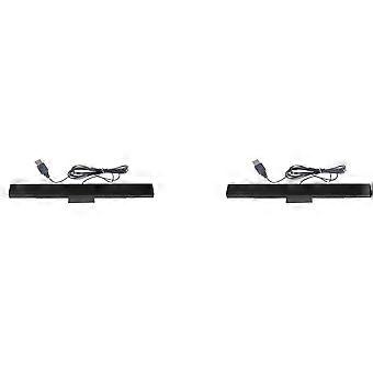 2x USB-kablet sensorbjælke til WII infrarød IR-stråle bevægelsessensor signalmodtager til Wii-system med stativ - sort