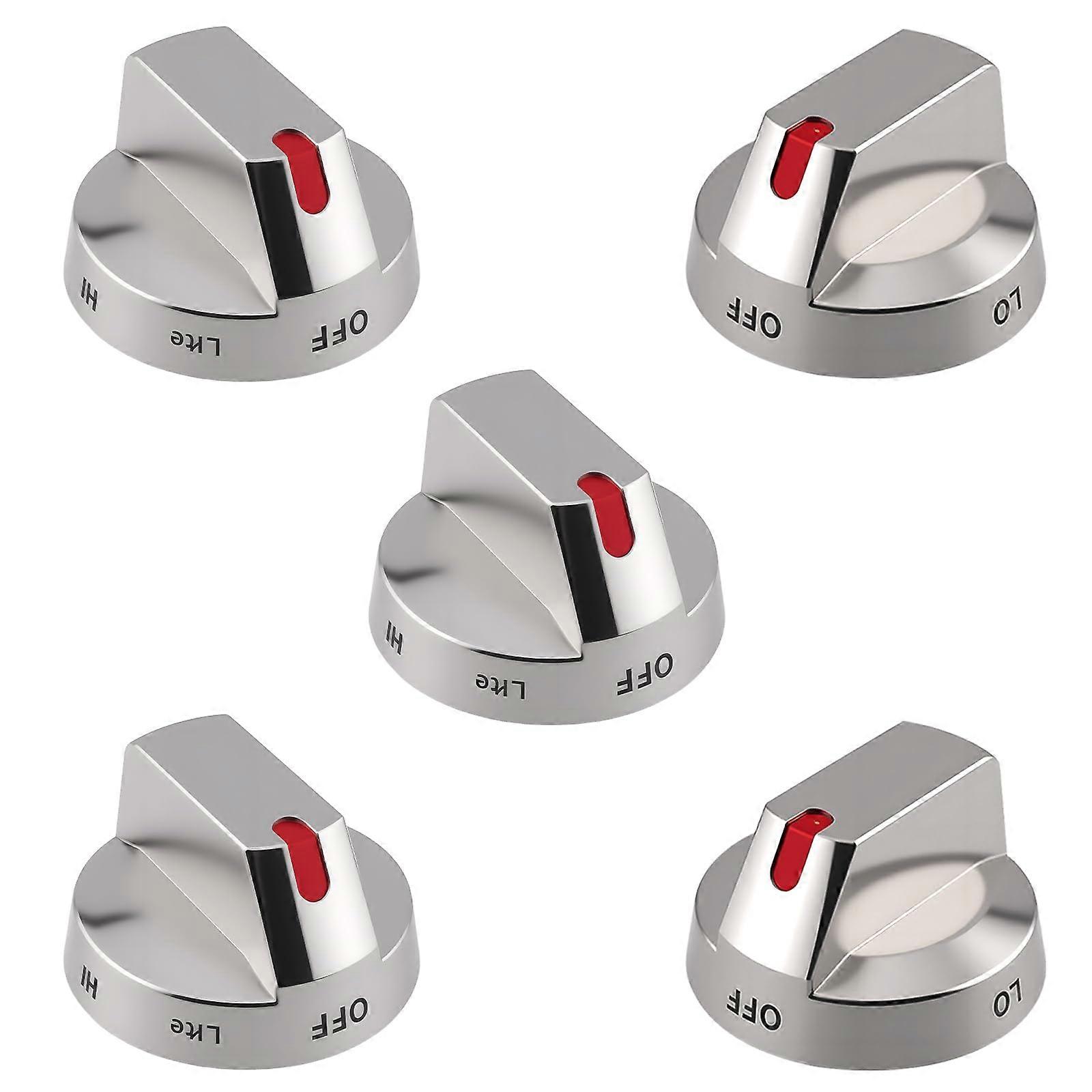 5Pack Gas Range Knobs DG6400473A Replacement with Stainless Steel Reinforcement Ring for Samsung