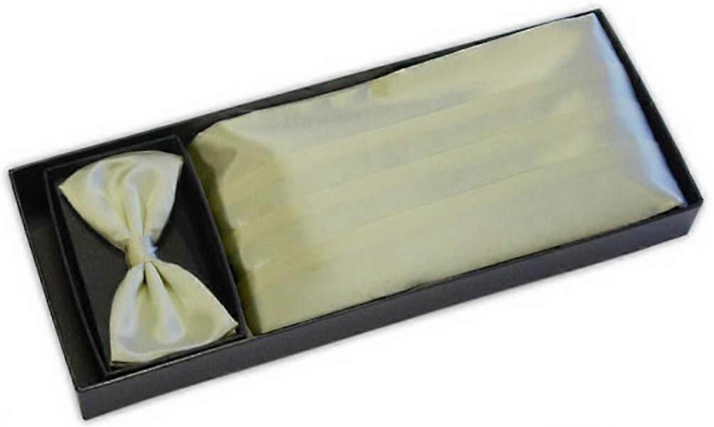 Knightsbridge Neckwear Cummerbund and Bow Tie Set - Ivory White