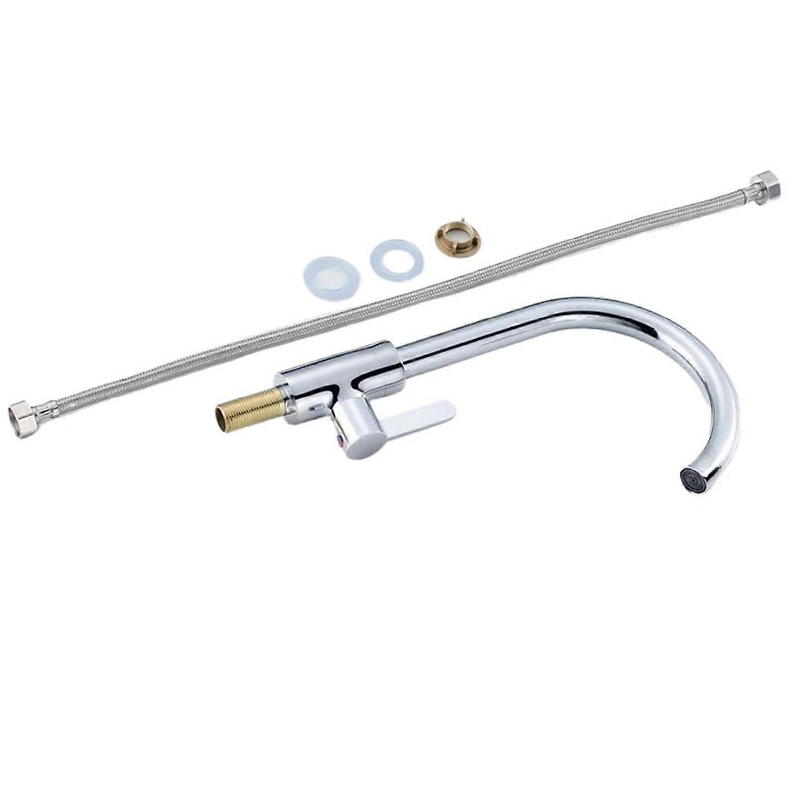 Polished Chrome Kitchen Sink Faucet with Sprayer Single Handle 360° Swivel Hot Cold Mixer Tap