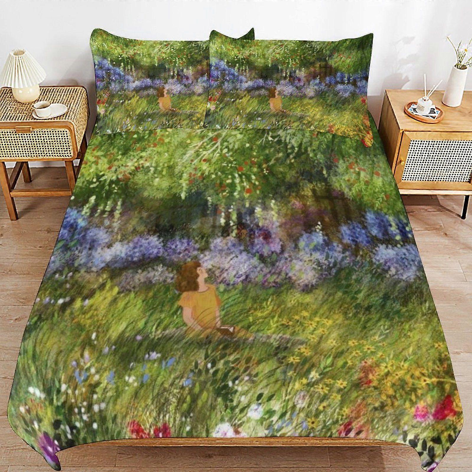Monet painting Long Term Use  Handling Minimal Style Smooth Fit Duvet Cover Sets Modern Touch