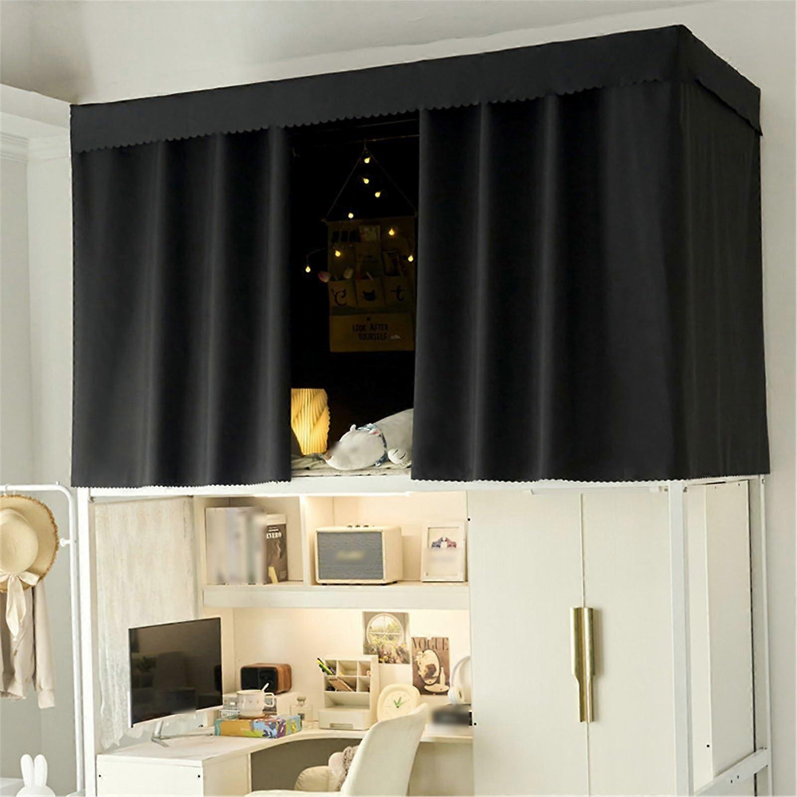 Bunk Bed Curtains Blackout for Dorm Privacy Protection Light Blocking Easy Install 1.5M Black