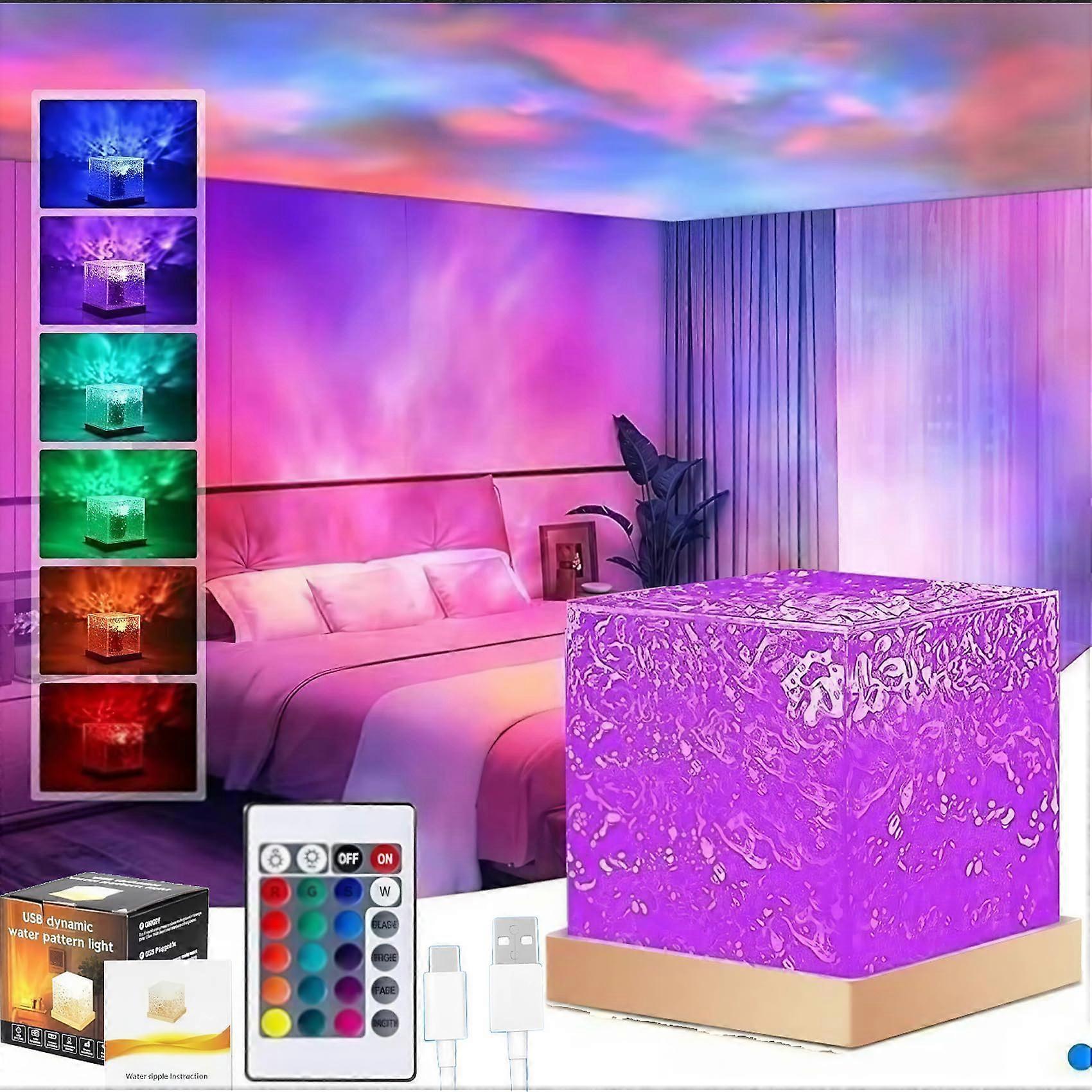 Aurora Projector with Northern Lights Ripple Effect, 16 RGB Colors, Remote Control, Rechargeable Model