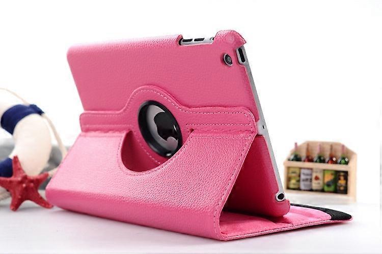 Case For Ipad Mini1/2/3 Rose Red Lychee Texture Rotating Support Adjustable Sleep Stand