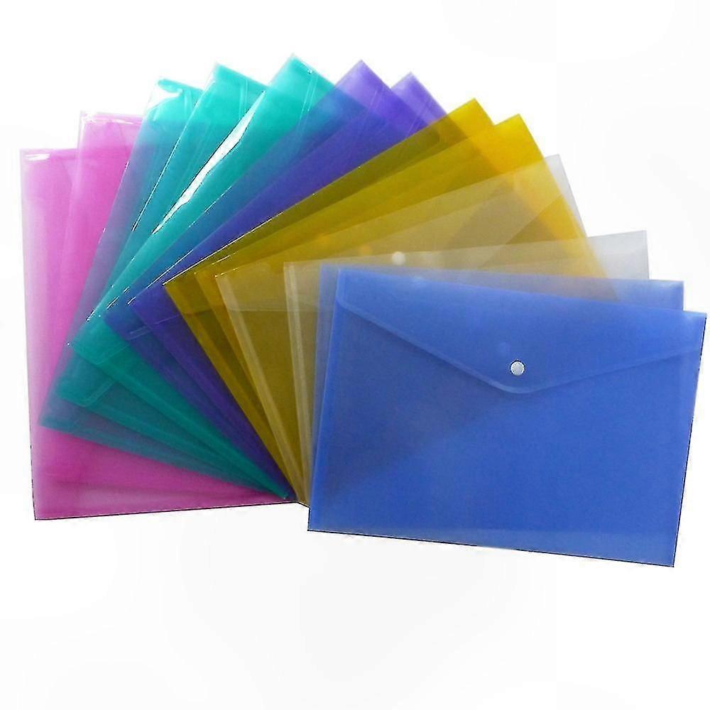 Transparent A4 Document Bag with Snap Button and Colorful Design