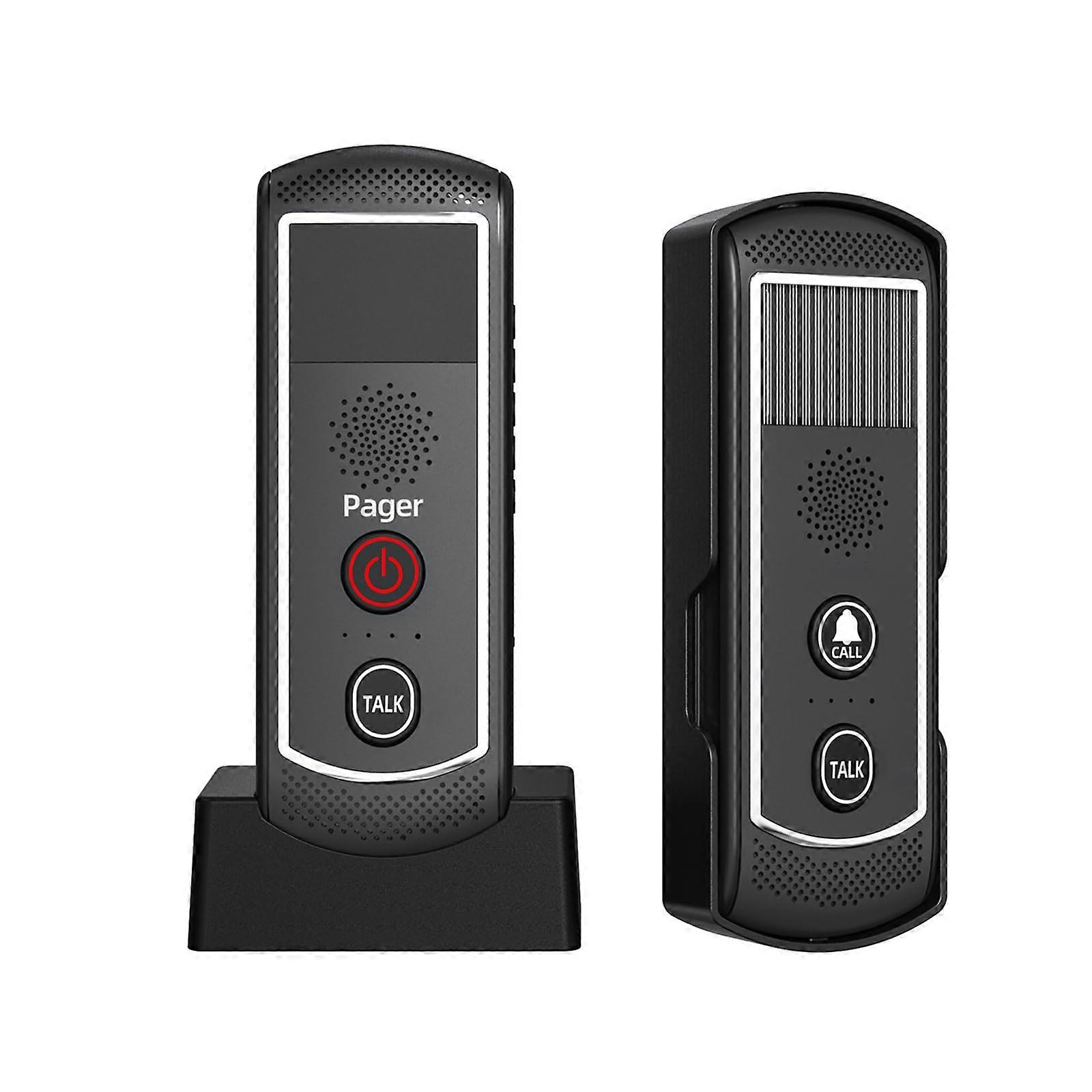 Wireless Intercom Doorbell System with 4900ft Long Range, Solar Powered Waterproof Outdoor Unit, 2 Pack for Home and Business