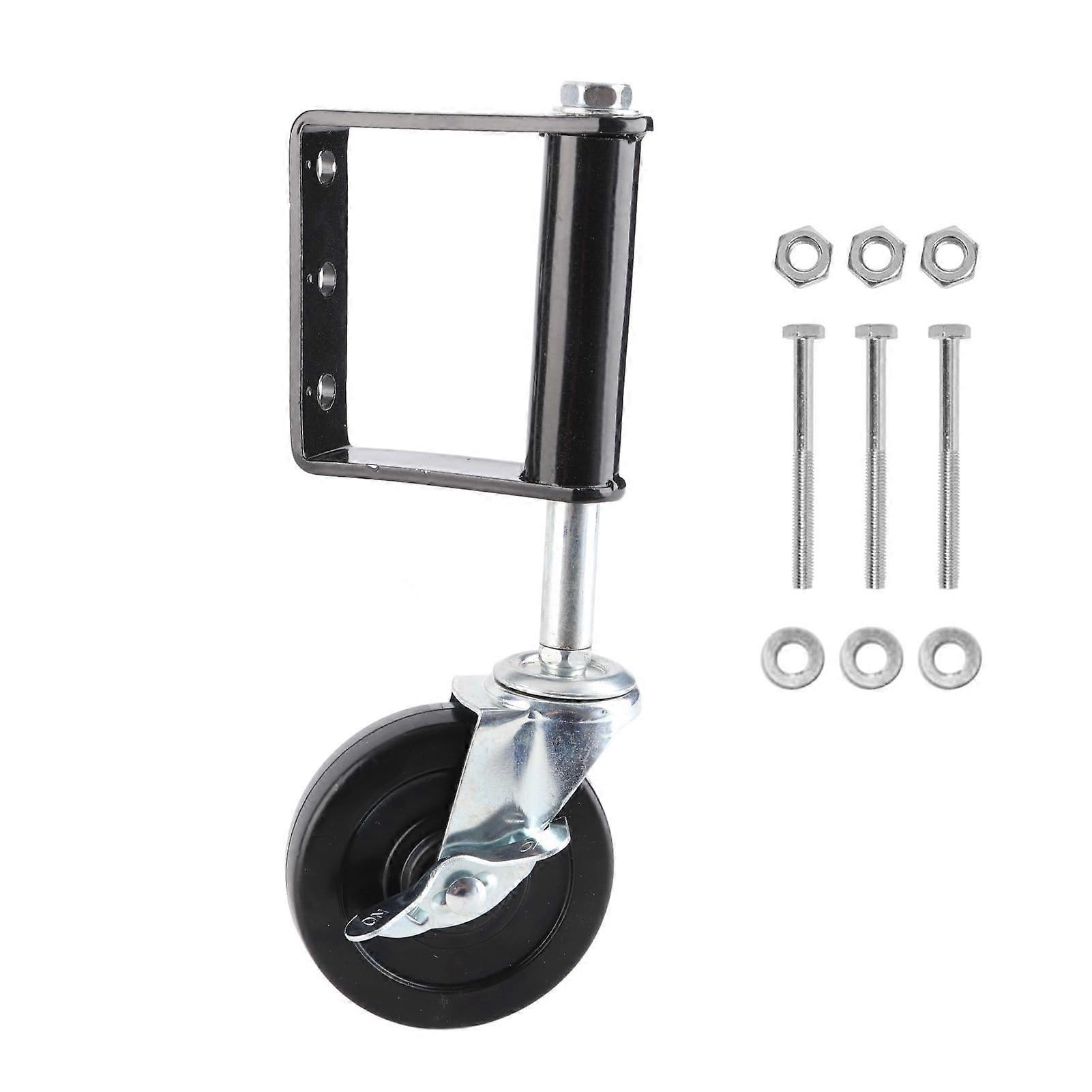 Heavy Duty Gate Caster with Spring Shock Absorption, 330lbs Capacity, 360° Adjustable Wheel