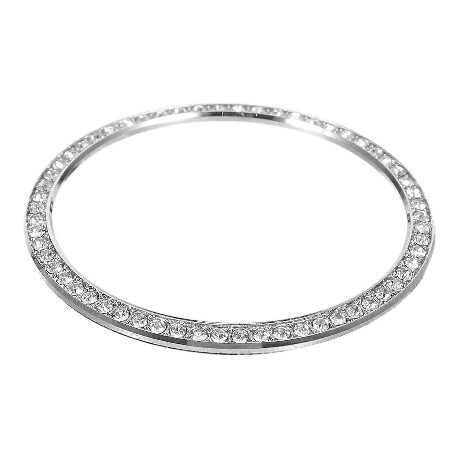 Silver Diamond-Mounted Bezel Ring for Smart Watch Collision Protection