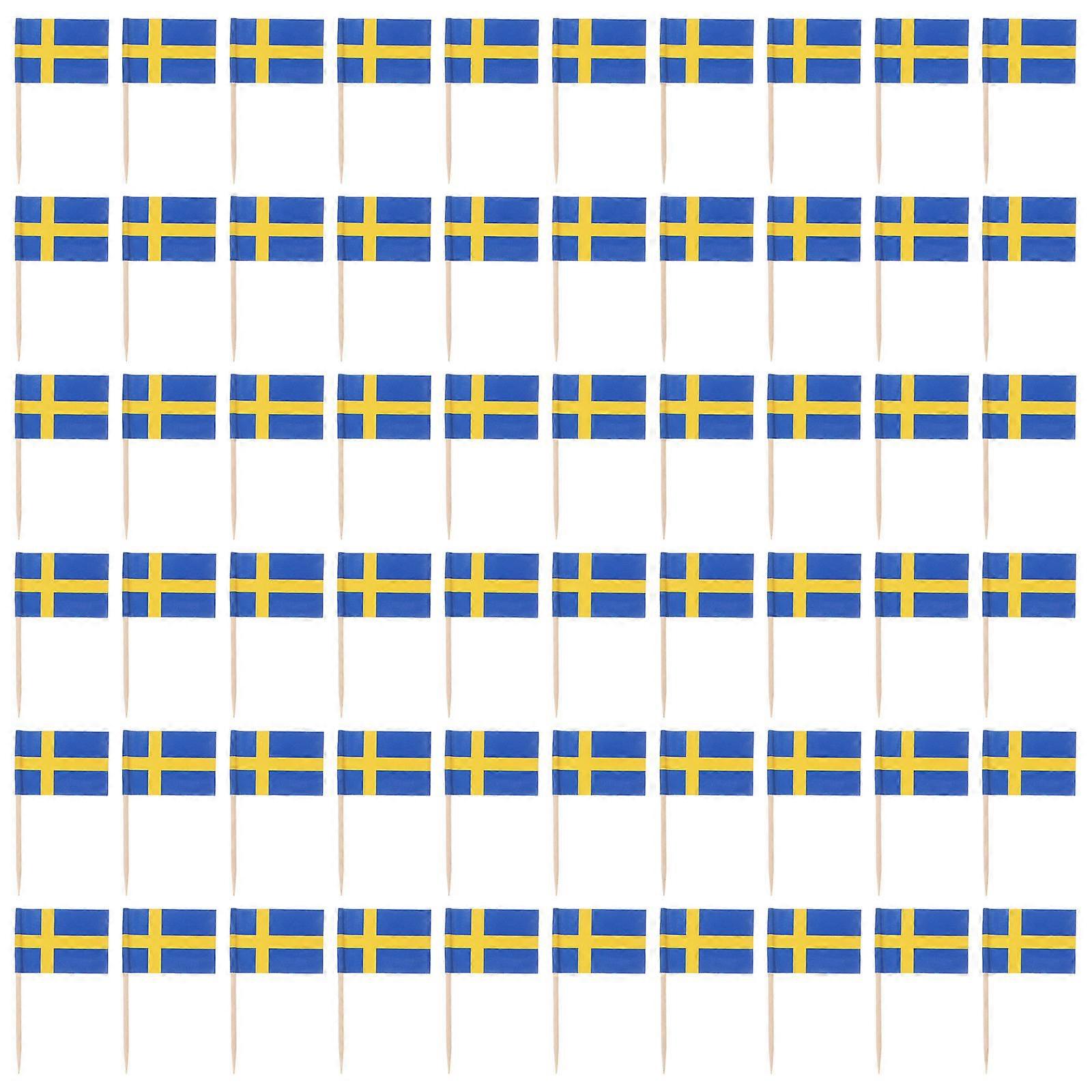 Flag Cake Topper Egg Toothpick Flags for Decor 100Pcs Wooden Paper