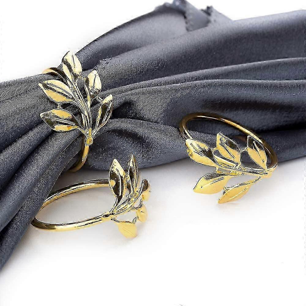 6pcs Gold Leaf Napkin Rings for Wedding Party Table Decor
