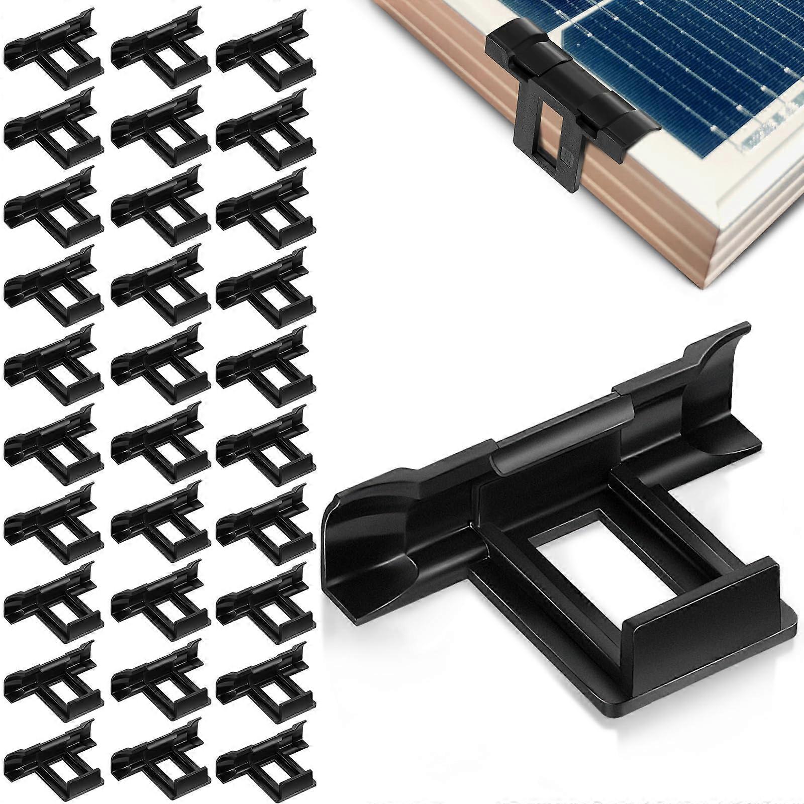 30mm Solar Panel Drain Clips 50 Pack Black Plastic Side Mount Brackets for Efficient Rainwater Drainage