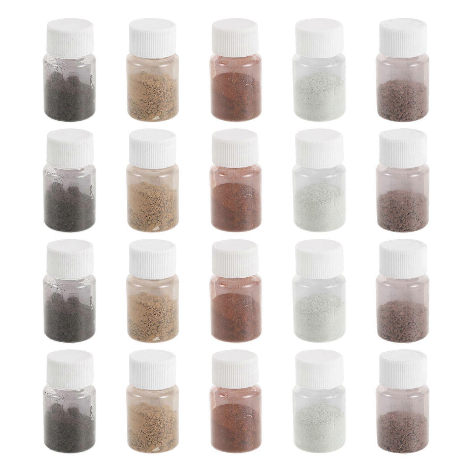20 Bottles Soil Sample: Five Color Laboratory Sample Soil - Scientific Experiment Colored Matrix in Vials for Classroom Project