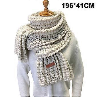 Bufanda de otoño e invierno, bufanda de punto, bufanda cálida de color liso, 196 x 41 cm