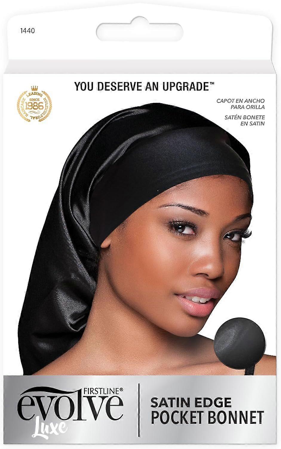 Satin Edge Pocket Bonnet, Black, One Size