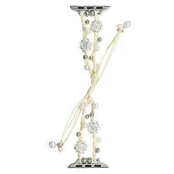 For Apple Watch Series 11 10 42mm/9 8 7 41mm/SE3 SE2 SE 6 5 4 40mm/3 2 1 38mm Lotus Pearl Decor Watc