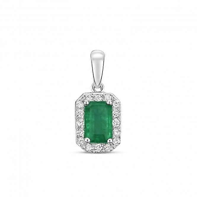 Diamond And Emerald Octagon Pendant PD241WE