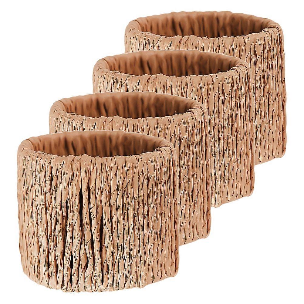 Hand Woven Napkin Rings for Decor 4Pcs Rustic Grass Table Holders