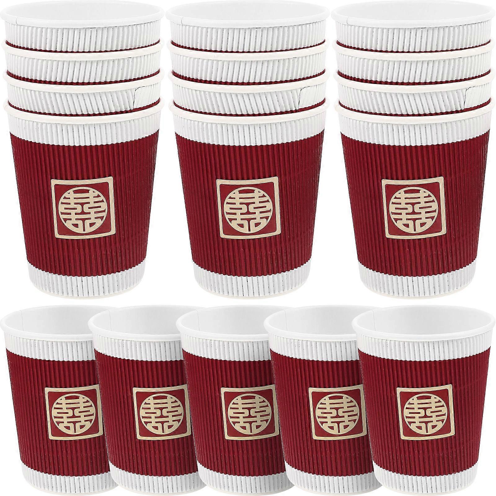 Wedding Cups Paper Cups for Beverage Use 20Pcs Red Chinese Wedding Design