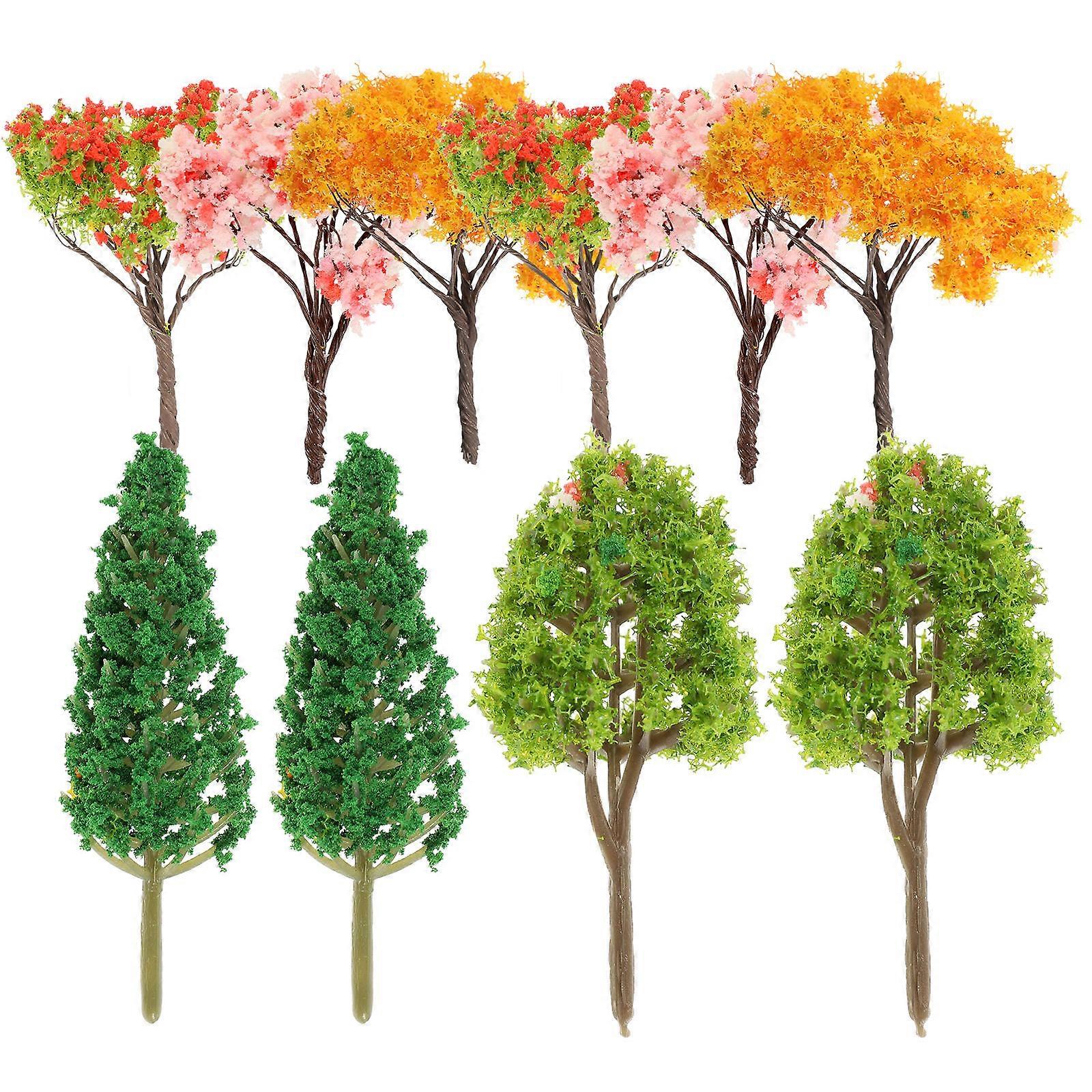 Miniature Scene Trees Plastic Trees for Decoration 10Pcs Set Assorted Colors