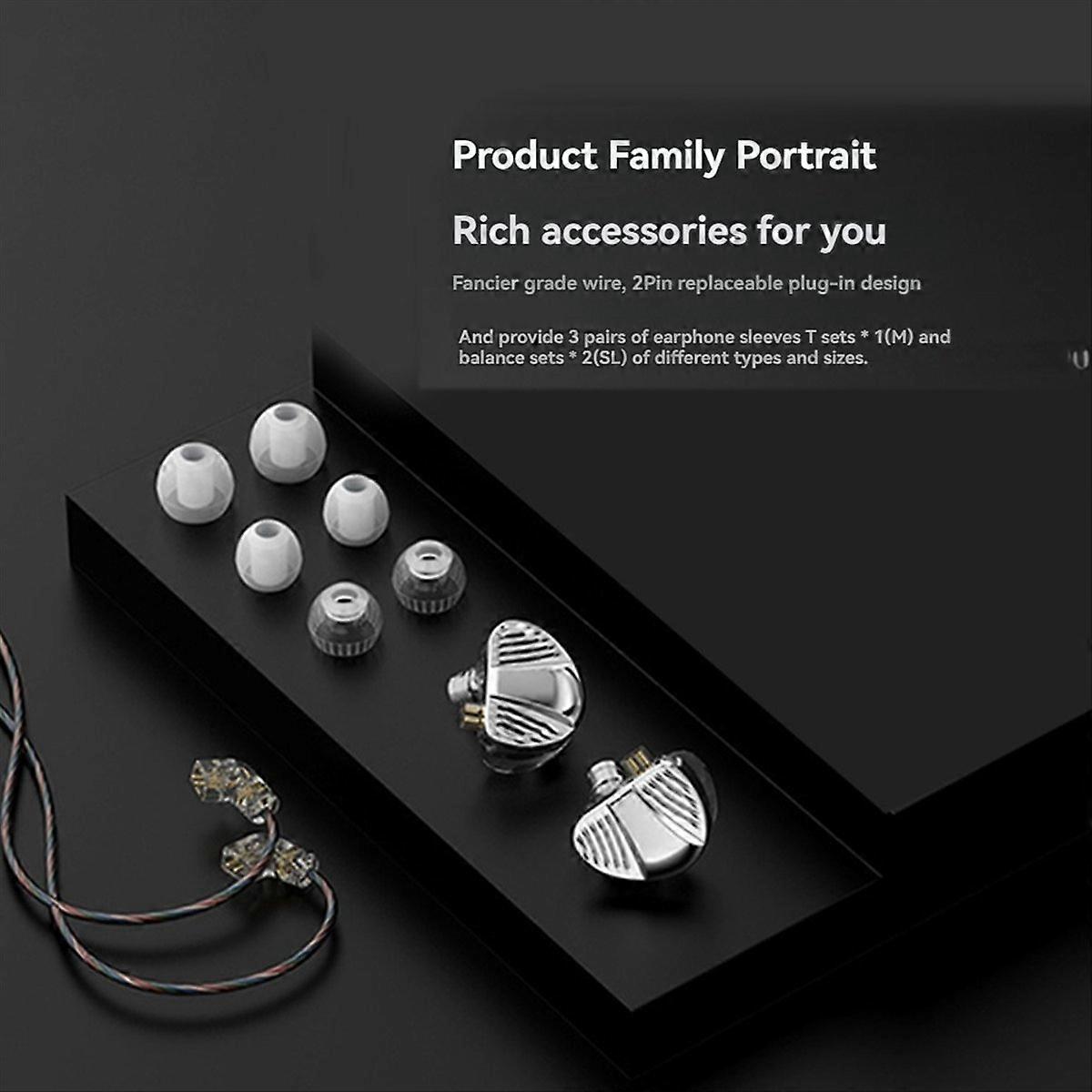  V10 PRO Earphones Dual Dynamic Silver,3.5 With Microphone