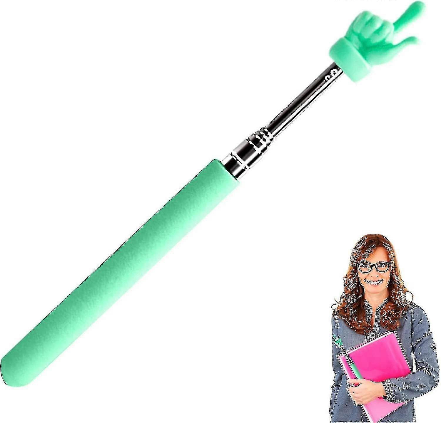 Telescopic Teachers Pointer, Mini Hand Pointers Finger Pointer Stick, Retractable Teacher Pointer, Presentation Tool Green