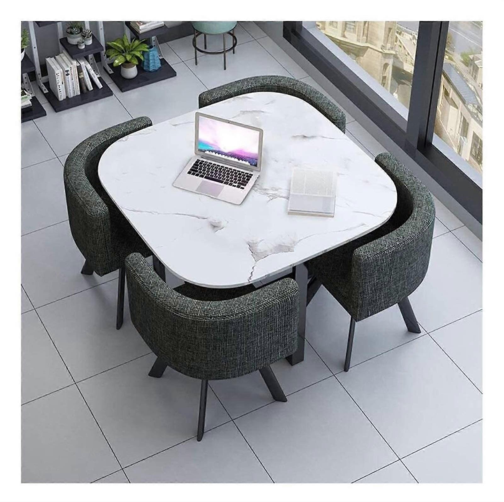 Dining Table and Chairs Set with SpaceSaving Design, Stable Steel Frame, Modern Gray for Kitchen