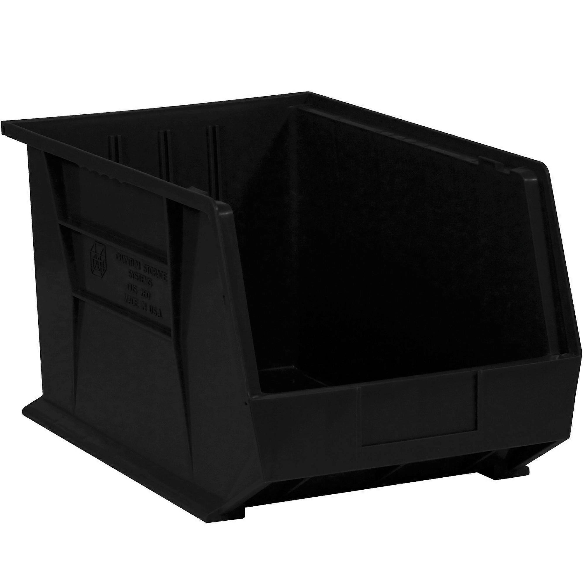 Plastic Stack and Hang Bin Boxes 6 Pack Black OpenFront SpaceSaving Storage for Parts and Supplies