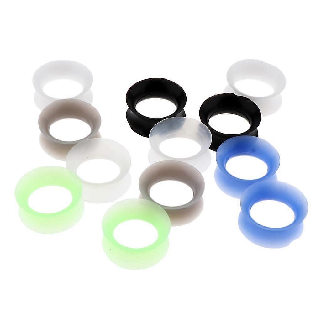 12Pcs Solid Silicone Double Flared Plug Ear Gauge Stretching Expander 16mm
