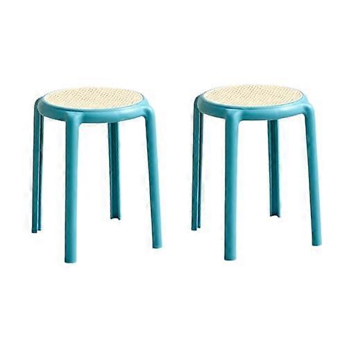 18 Inch Plastic Stacking Stools Blue Backless SpaceSaving for Kitchen Dining Classroom Students