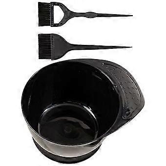 Hair Coloring Brush and Mixing Bowl for Hair Dyeing 1Set Black Plastic
