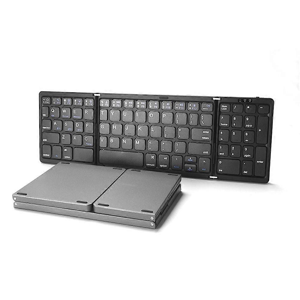Portable Three Folding Bluetooth-compatible Keyboard Wireless Foldable Keypad For Android For Windows Tablet With Numeric Keypad