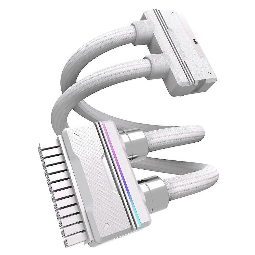 24-Pin 90-Degree Bendable Modular Cable ARGB Lighting Synchronization Fully Modular 5V 30CM White