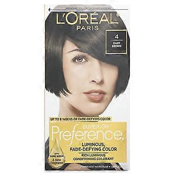 L'Oréal, Superior Preference, Luminous, Fade-Defying Color, 4 Dark Brown, 1 Application, 2-Pack