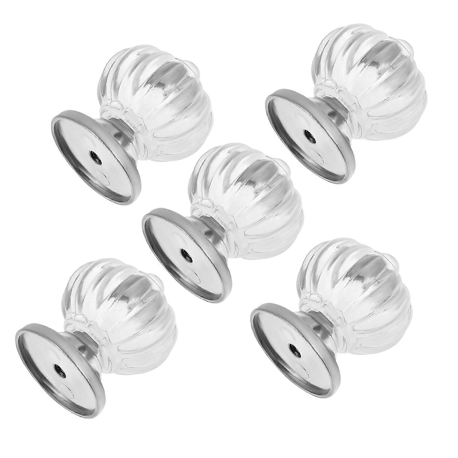 5pcs Crystal Clear Doorknobs Cupboard Cabinet Drawer Door Knobs Pull Handles
