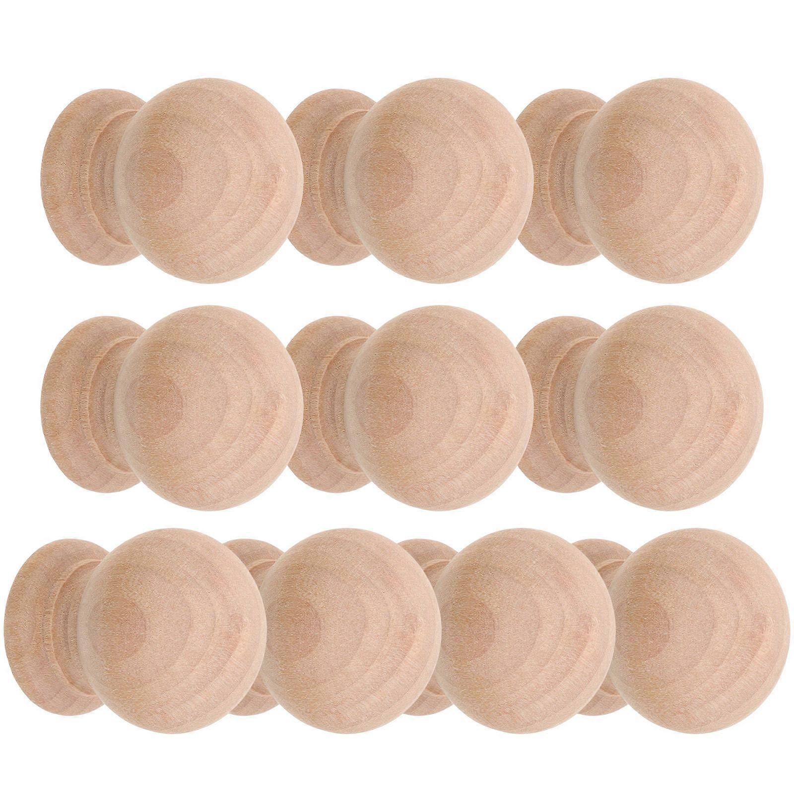 Wood Drawer Pulls for Cabinet Knobs 40Pcs Beige Single Hole Design
